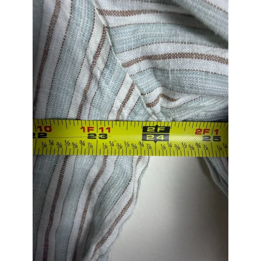 Banana Republic Beige Multi Stripe Button Up Mens XL Linen Casual Long Sleeve